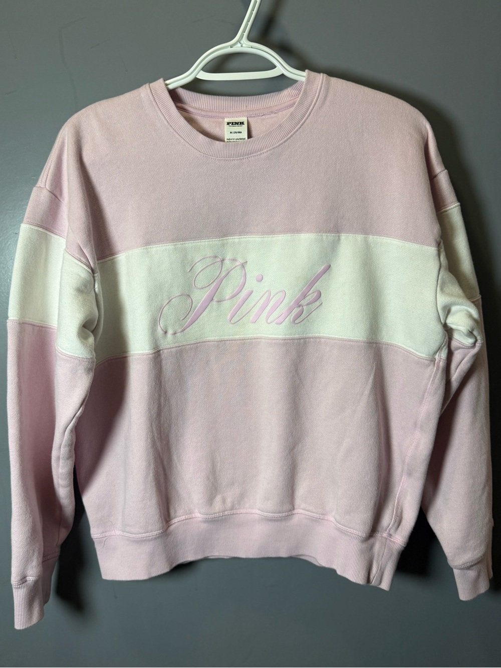 PINK Victoria's Secret Pale Pink & Cream Colorblock Crewneck